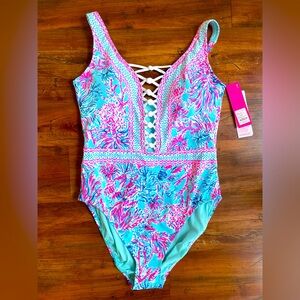Lilly Pulitzer Caseylee Lattice One-Piece, NWT, size 12